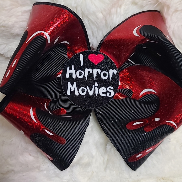 Other - I love horror movies jumbo hair bow